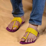 Men's Genuine Leather Kolhapuri Chappal - Beet Lemon Fusion