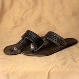 Men's Genuine Leather Kolhapuri Chappal - Classic Grey Heritage