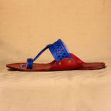 Men's Genuine Leather Kolhapuri Chappal - Red Royaleblue Regalia