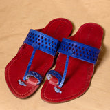 Men's Genuine Leather Kolhapuri Chappal - Red Royaleblue Regalia