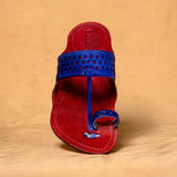 Men's Genuine Leather Kolhapuri Chappal - Red Royaleblue Regalia