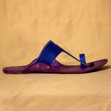 Men's Genuine Leather Kolhapuri Chappal - Beet Royaleblue Opulence