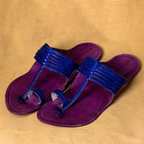 Men's Genuine Leather Kolhapuri Chappal - Beet Royaleblue Opulence