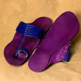 Men's Genuine Leather Kolhapuri Chappal - Beet Royaleblue Opulence