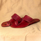 Men's Genuine Leather Kolhapuri Chappal - Bold Red Heritage