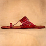 Men's Genuine Leather Kolhapuri Chappal - Bold Red Heritage