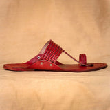 Men's Genuine Leather Kolhapuri Chappal - Bold Red Heritage