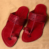 Men's Genuine Leather Kolhapuri Chappal - Bold Red Heritage