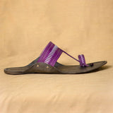 Men's Genuine Leather Kolhapuri Chappal - Grey Beet Fun