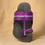 Men's Genuine Leather Kolhapuri Chappal - Grey Beet Fun