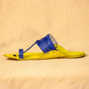 Men's Genuine Leather Kolhapuri Chappal - Lemon Royal Blue Bliss