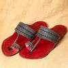 Men's Genuine Leather Kolhapuri Chappal - Red Grey Sophistication