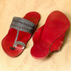 Men's Genuine Leather Kolhapuri Chappal - Red Grey Sophistication