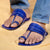 Men's Genuine Leather Kolhapuri Chappal - Royal Blue Grandeur