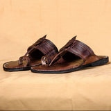 Men's Genuine Leather Kolhapuri Chappal - Elegant Brown With Bliss