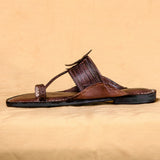 Men's Genuine Leather Kolhapuri Chappal - Elegant Brown With Bliss