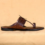 Men's Genuine Leather Kolhapuri Chappal - Elegant Brown With Bliss