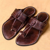 Men's Genuine Leather Kolhapuri Chappal - Elegant Brown With Bliss