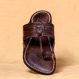 Men's Genuine Leather Kolhapuri Chappal - Elegant Brown With Bliss