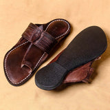 Men's Genuine Leather Kolhapuri Chappal - Elegant Brown With Bliss