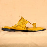 Men's Genuine Leather Kolhapuri Chappal - Golden Yellow Radiance