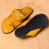 Men's Genuine Leather Kolhapuri Chappal - Golden Yellow Radiance