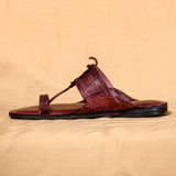 Men's Genuine Leather Kolhapuri Chappal - Elegant Plum Charm