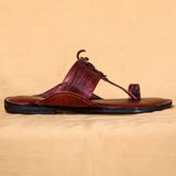 Men's Genuine Leather Kolhapuri Chappal - Elegant Plum Charm