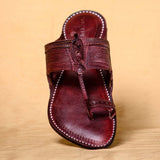 Men's Genuine Leather Kolhapuri Chappal - Elegant Plum Charm