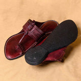 Men's Genuine Leather Kolhapuri Chappal - Elegant Plum Charm