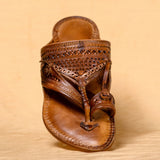 Men's Genuine Leather Kolhapuri Chappal - Brown Color Timless Beauty