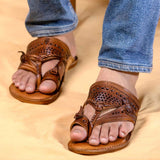 Men's Genuine Leather Kolhapuri Chappal - Brown Color Timless Beauty