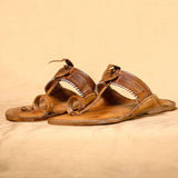 Men's Genuine Leather Kolhapuri Chappal - Orange Brown Rustic Allure