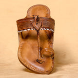 Men's Genuine Leather Kolhapuri Chappal - Orange Brown Rustic Allure