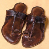 Men's Genuine Leather Kolhapuri Chappal - Brown Dodge Heritage