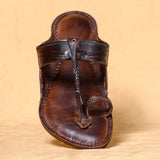 Men's Genuine Leather Kolhapuri Chappal - Brown Dodge Heritage