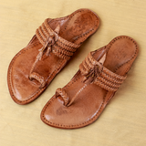 Men's Genuine Leather Kolhapuri Chappal - Classic Legno Brown