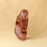 Men's Genuine Leather Kolhapuri Chappal - Classic Legno Brown