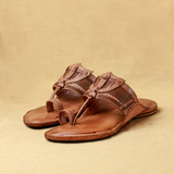 Men's Premium Leather Kolhapuri Chappal - Sophisticated Legno Brown Finish