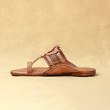 Men's Premium Leather Kolhapuri Chappal - Sophisticated Legno Brown Finish