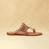 Men's Premium Leather Kolhapuri Chappal - Sophisticated Legno Brown Finish