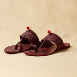 Men's Premium Leather Kolhapuri Chappal - Deep Bordo