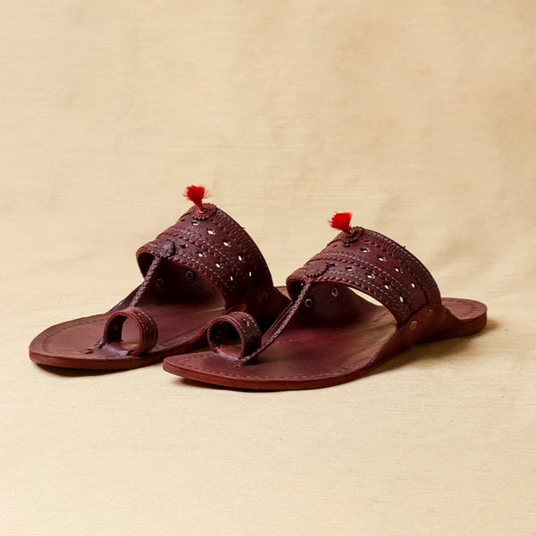 Deep Bordo Elegance – Premium Leather Kolhapuri for Men