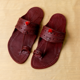 Men's Premium Leather Kolhapuri Chappal - Deep Bordo