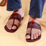 Men's Premium Leather Kolhapuri Chappal - Deep Bordo