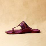 Men's Luxe Leather Kolhapuri Chappal - Bold Beetroot by Spectrum