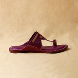 Men's Luxe Leather Kolhapuri Chappal - Bold Beetroot by Spectrum