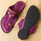 Men's Luxe Leather Kolhapuri Chappal - Bold Beetroot by Spectrum