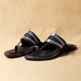 Men's Luxe Leather Kolhapuri Chappal - Classic Black by Spectrum