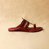 Men's Luxe Leather Kolhapuri Chappal - Bordeaux Elegance by Spectrum